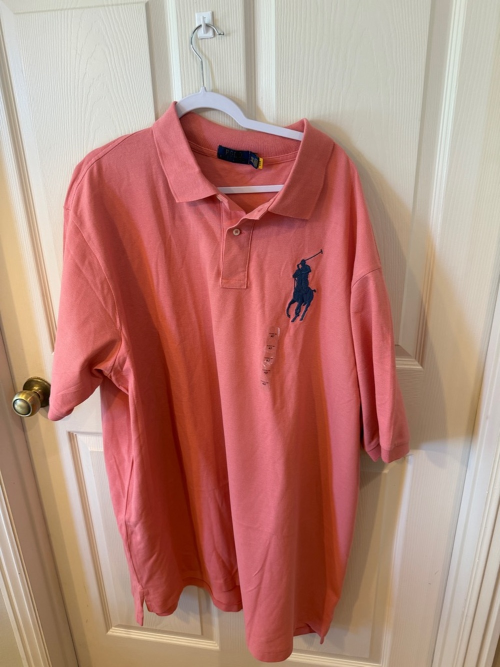 Ralph Lauren Coral Polo with Navy Embroidered Pony Sz 4XLT. NWOT. Box44